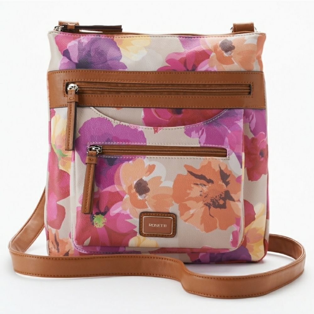 Rosetti Floral Crossbody Bag in Pink, Orange, Tan